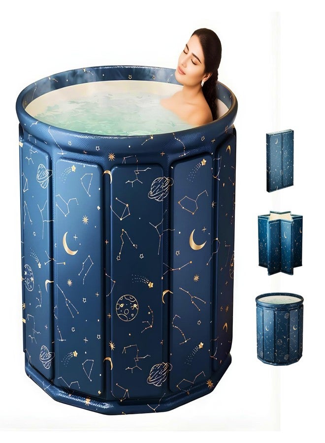 Yopple Foldable Soaking Tub for Adults, Portable Ice Bath Tub for Cold Water Therapy, Freestanding Foldable Bathtub for Shower, Spa, Outdoor Plunge Use (Planet Blue) - Image 1